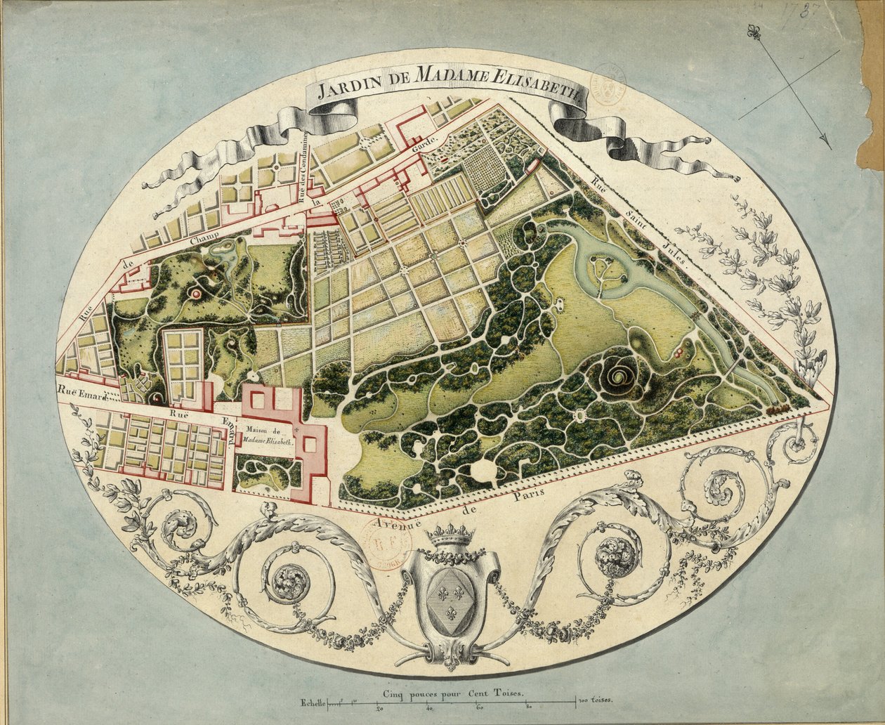 Plan over Montreuil Estate of Madame Elisabeth, 1788 av Jean Jacques Huvé