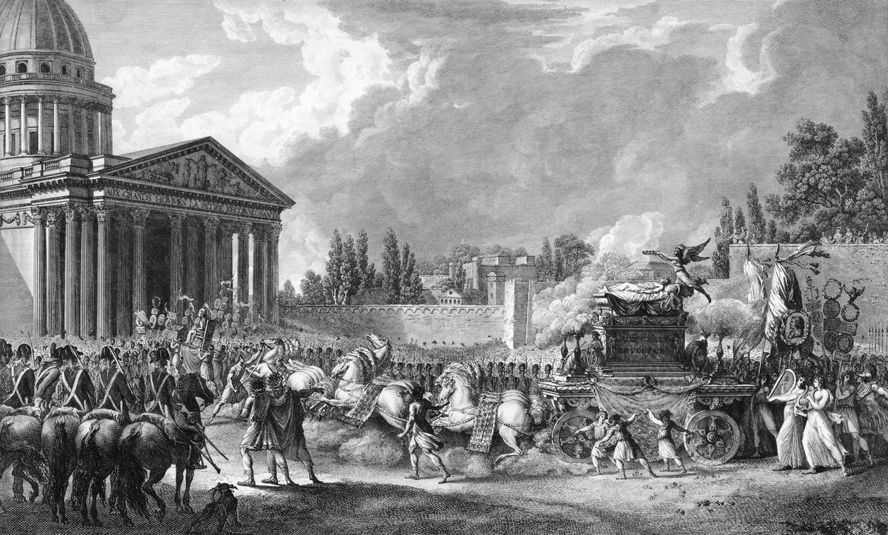 Transport av forfatteren Voltaires aske til Pantheon, Paris av Jean Jacques II Lagrenee