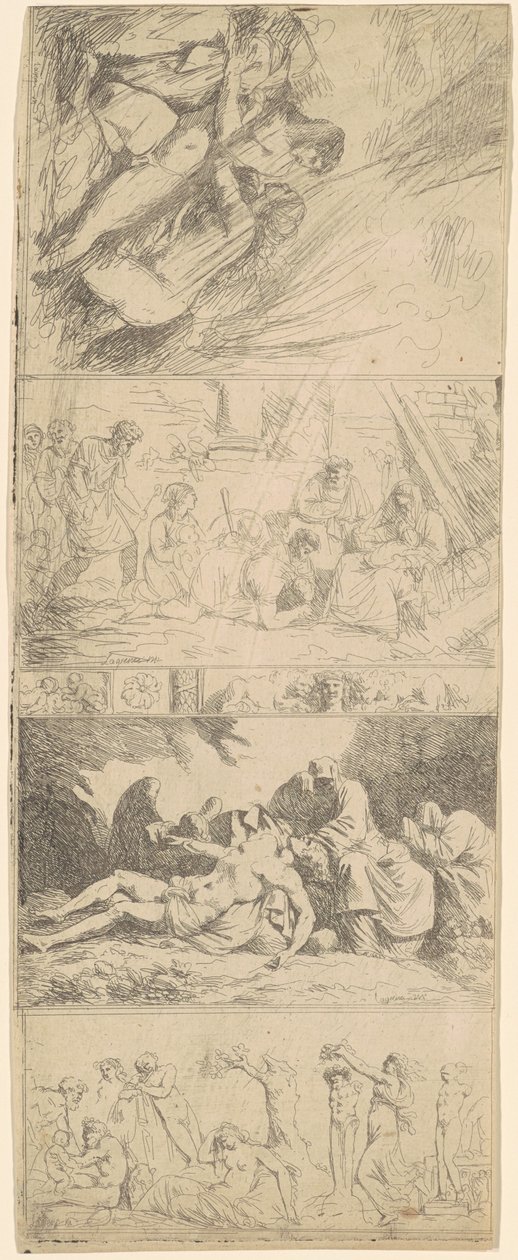 Fire religiøse og sekulære komposisjoner av Jean Jacques Lagrenée II