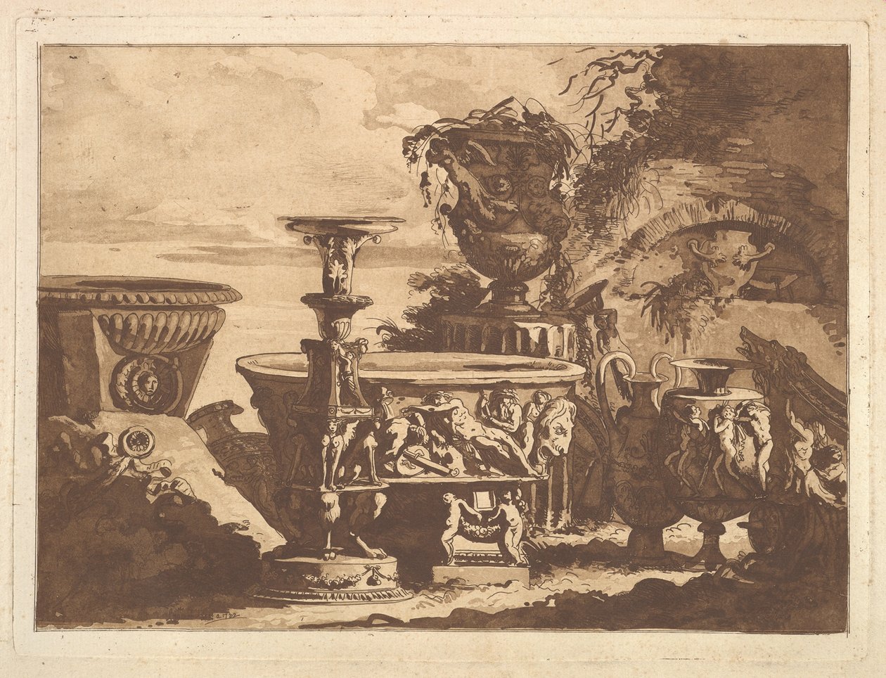 Komposisjon med Medici-vasen, fra Recueil de Compositions par Lagrenée Le Jeune Coll..., 1782. av Jean Jacques Lagrenee