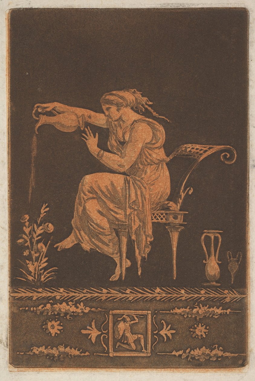 Ung drapert kvinne, sittende, vanning en plante Ung drapert kvinne, sittende, vanning ..., ca. 1784. av Jean Jacques Lagrenee