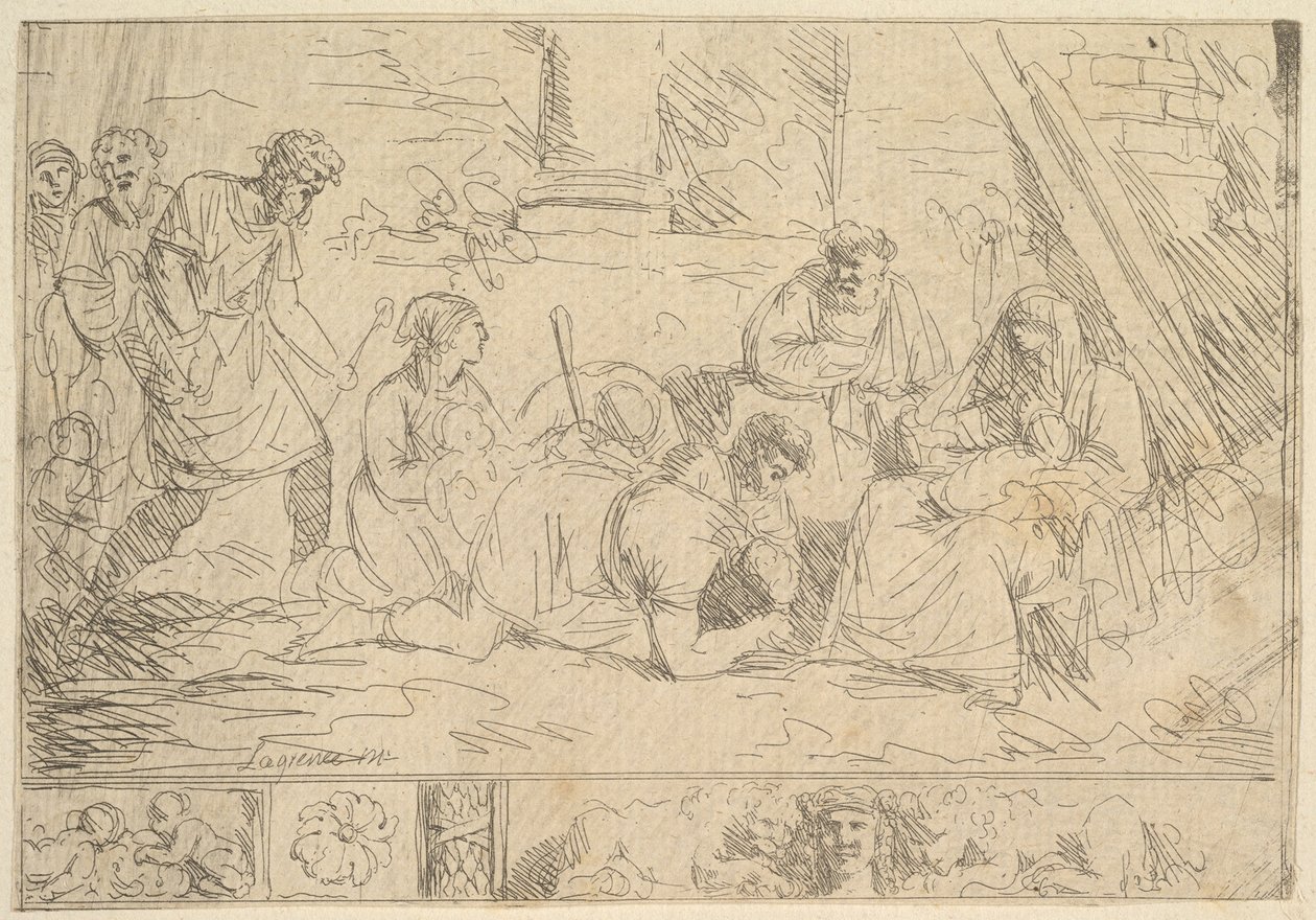 L'Adoration des Bergers Hyrdenes tilbedelse, 1762-63. av Jean Jacques Lagrenee