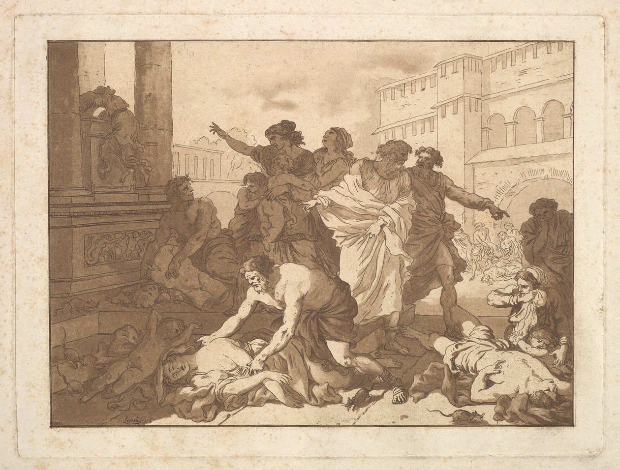 La Peste chez les Philistines Plague Among the Philistines, i et album som inneholder R..., 1782-1821. av Jean Jacques Lagrenee
