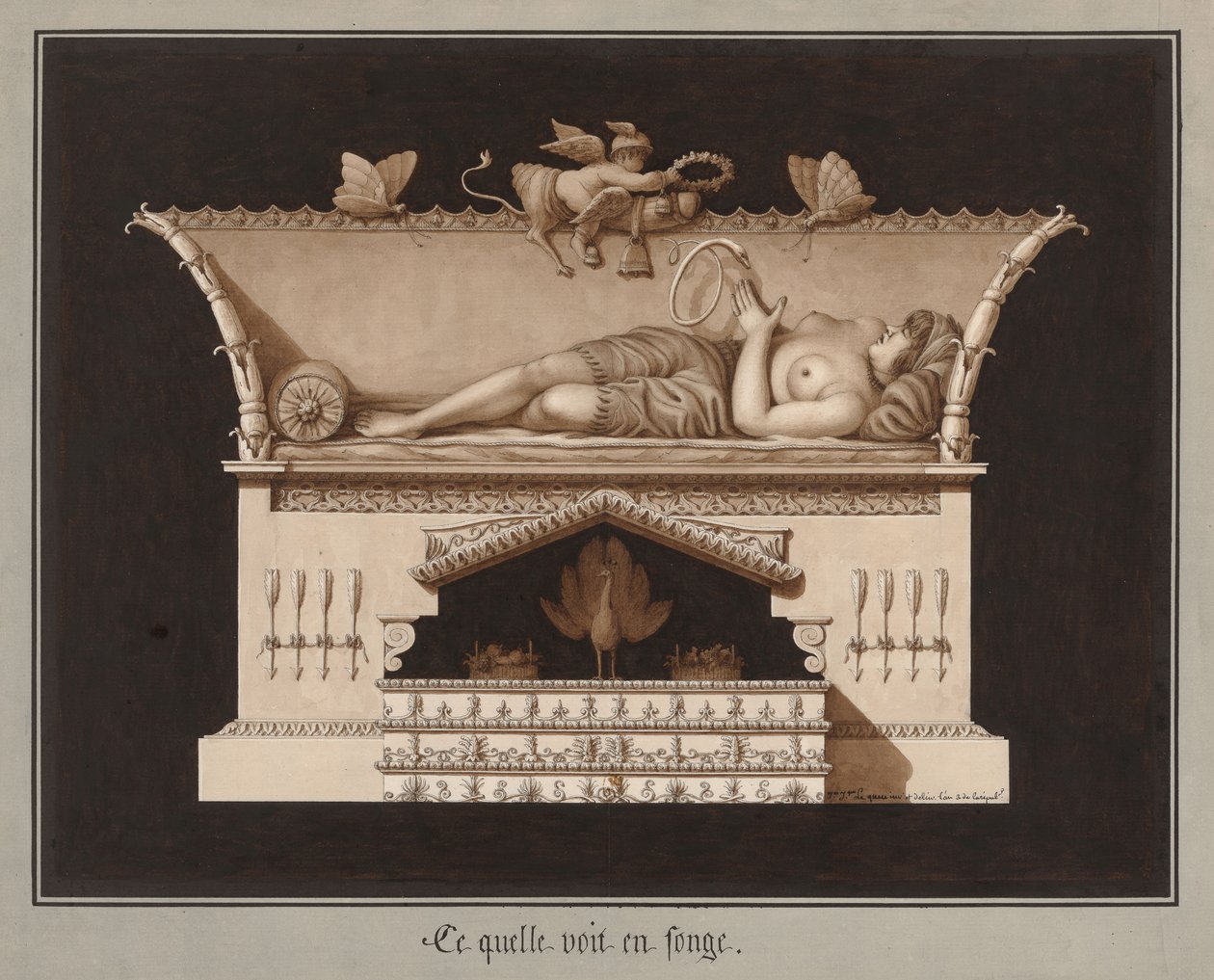 Hva hun ser i en drøm, ca 1794. av Jean Jacques Lequeu