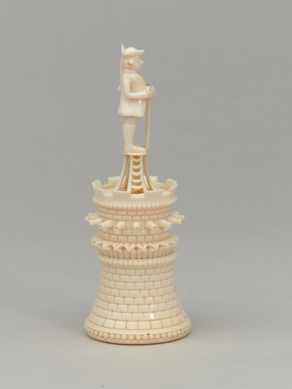 Hvitt tårn, sjakkbrikke, India, 1820 ca av Jean Jacques Scherrer