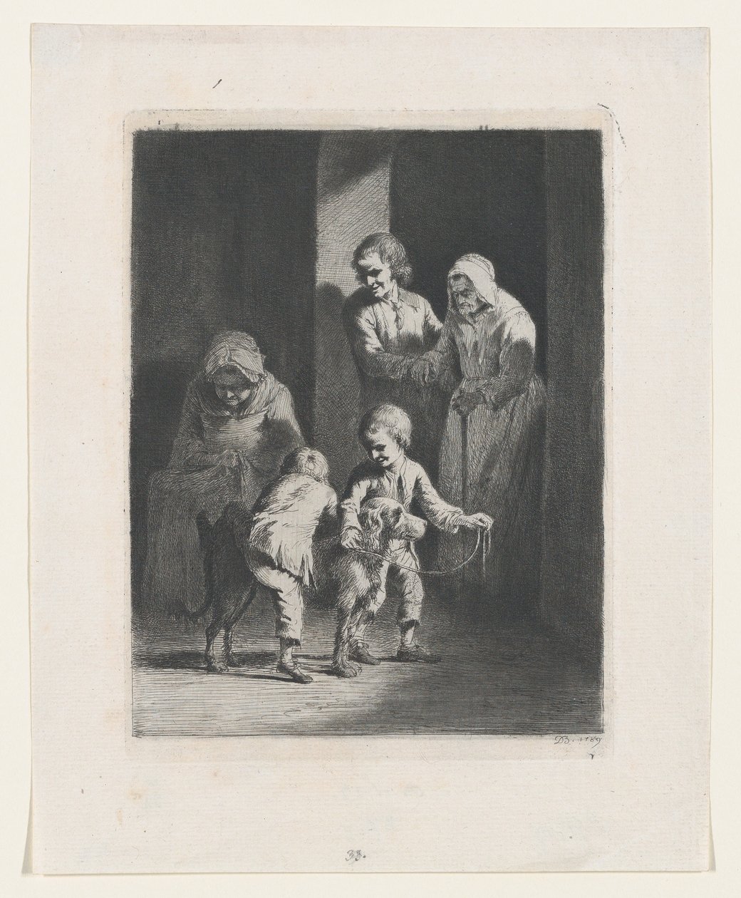 Barn som leker med en hund, 1789. av Jean Jacques de Boissieu