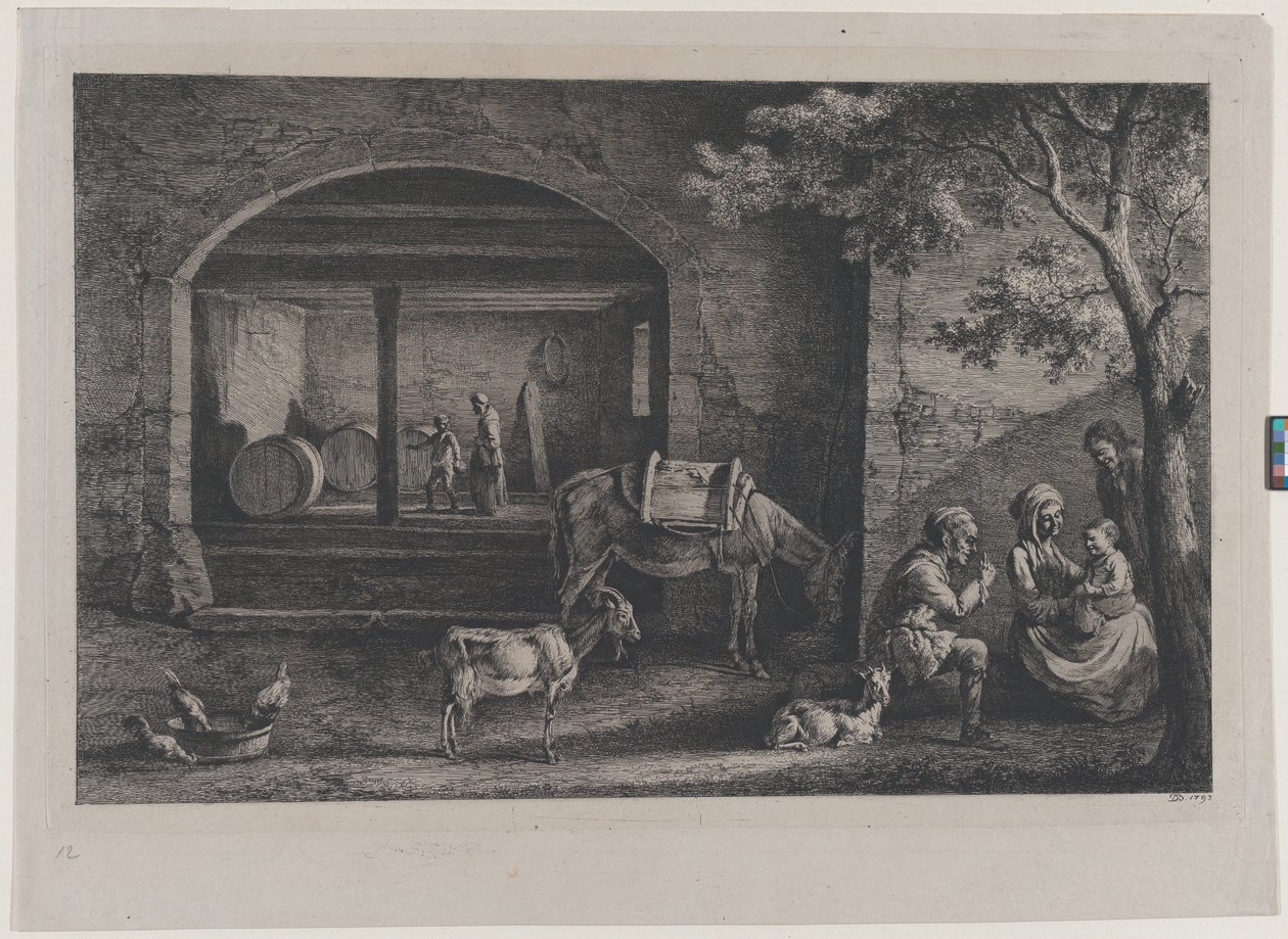 Interiør av en gård i Saint-Jean-de-Touslas, 1793. av Jean Jacques de Boissieu
