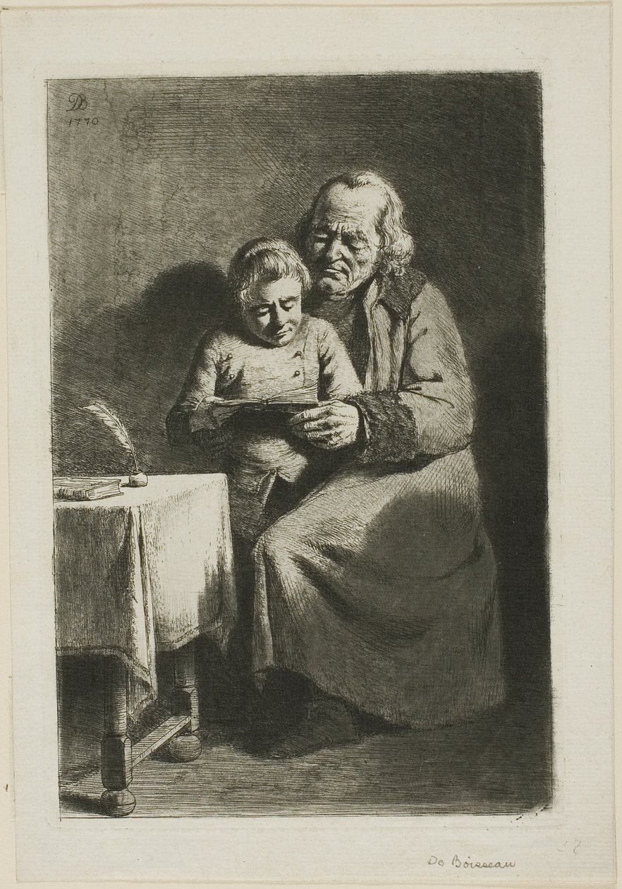 Gammel mann med en gutt som leser av Jean Jacques de Boissieu