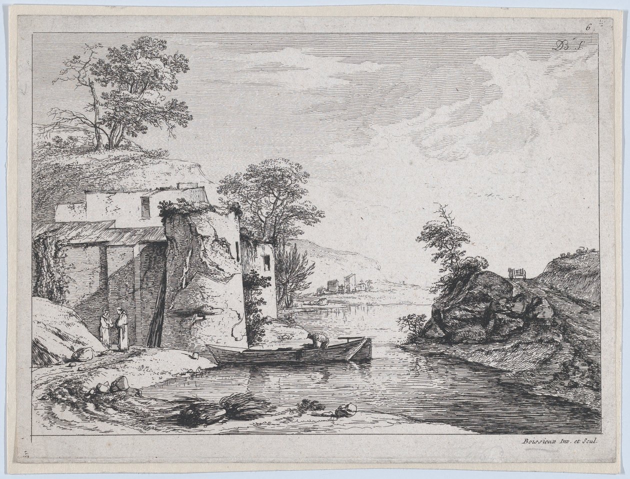 Gamle tårn på en elvebredd, 1763. av Jean Jacques de Boissieu