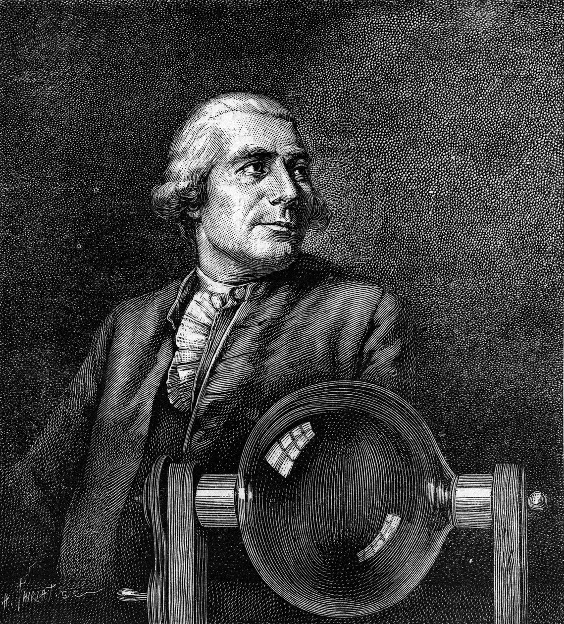Portrett av Joseph de Montgolfier (1740-1810), fransk industrimann, oppfinner av luftballongen. (Fra portrettet av Boissieu, på Musee de Lyon). Gravering i "" Nature: gjennomgang av vitenskapene og deres anvendelser på kunst og industri "" av Jean Jacques de Boissieu