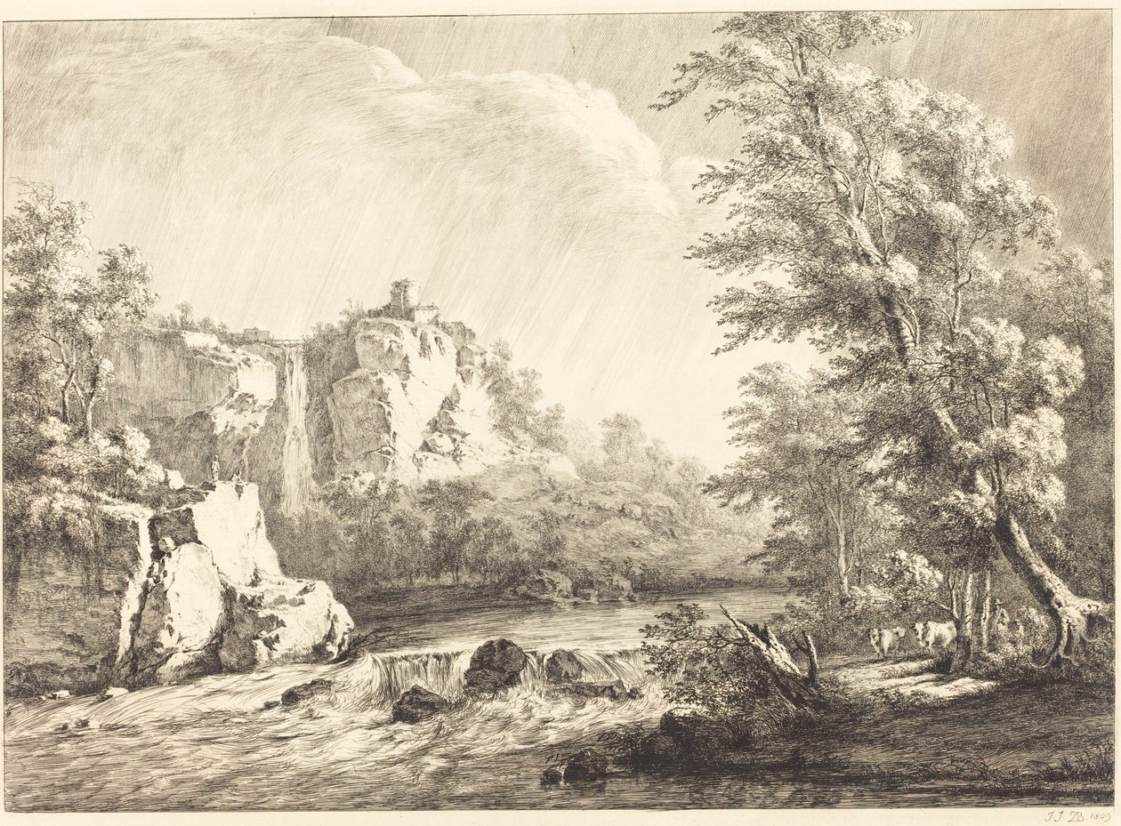 Elvelandskap med forbigående storm av Jean Jacques de Boissieu