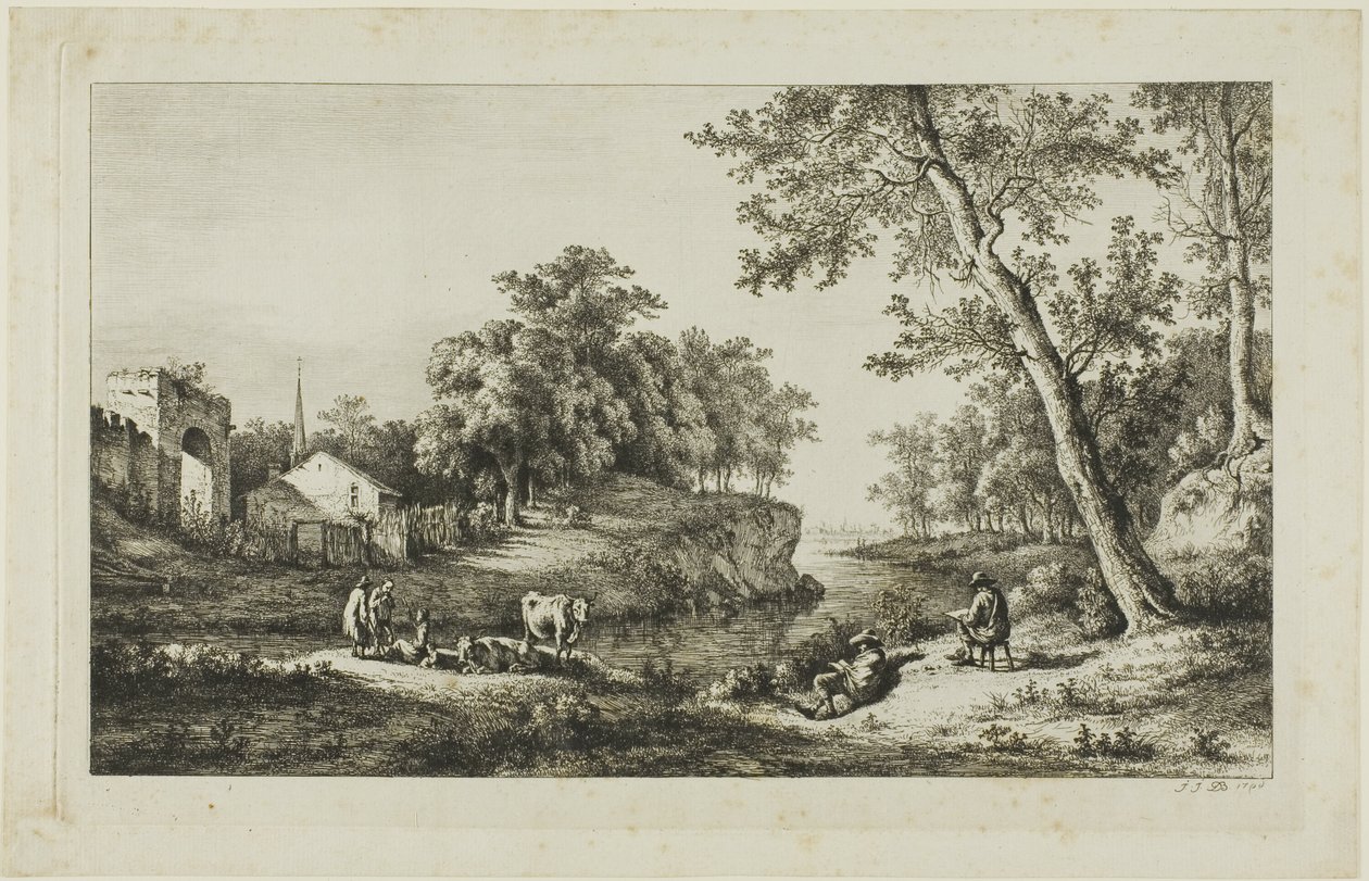 Rustikk landskap i Ambronay av Jean Jacques de Boissieu