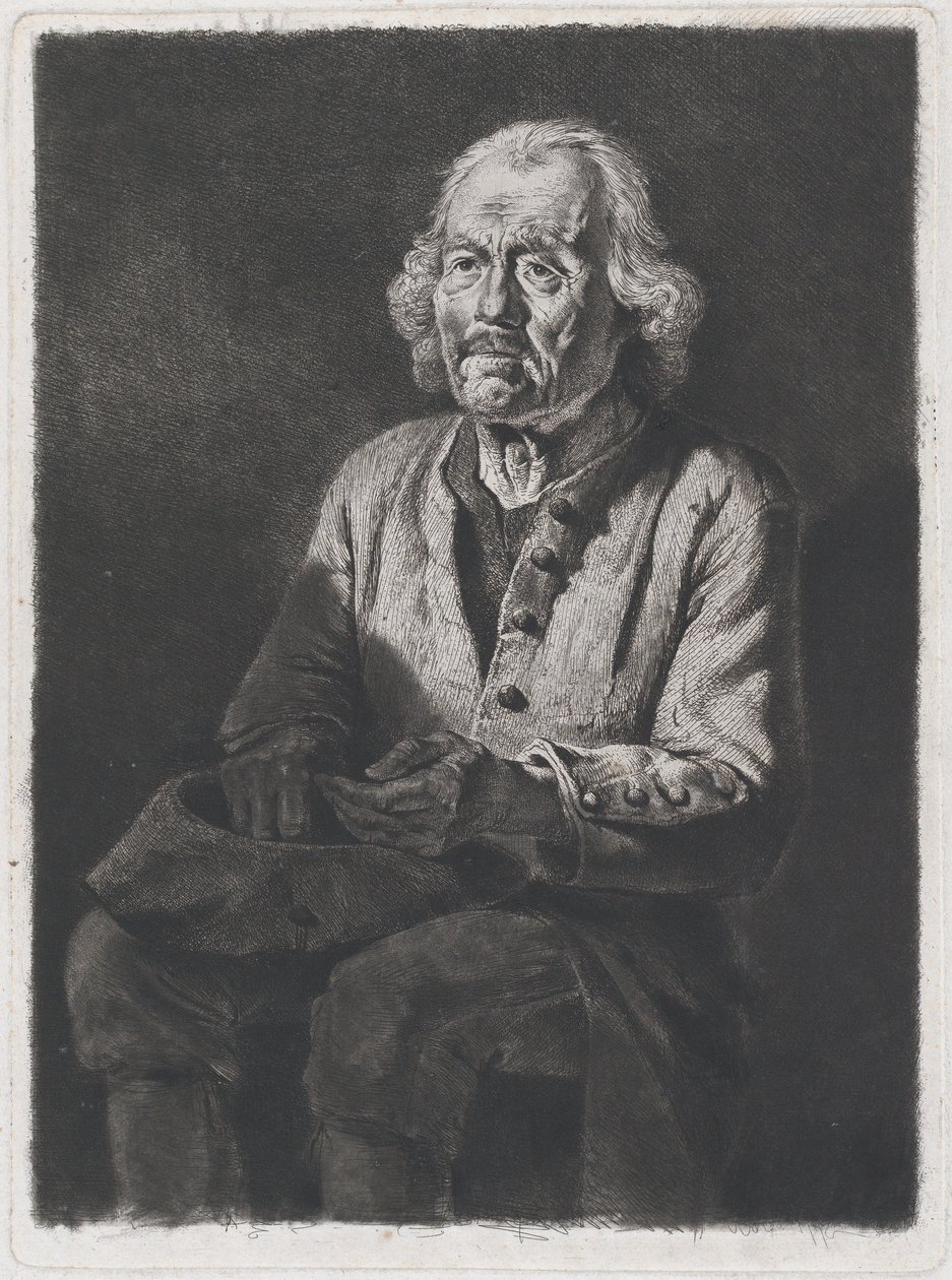 Sittende tigger: Portrett av Old Girard, en bonde fra Chasselay, 1772. av Jean Jacques de Boissieu