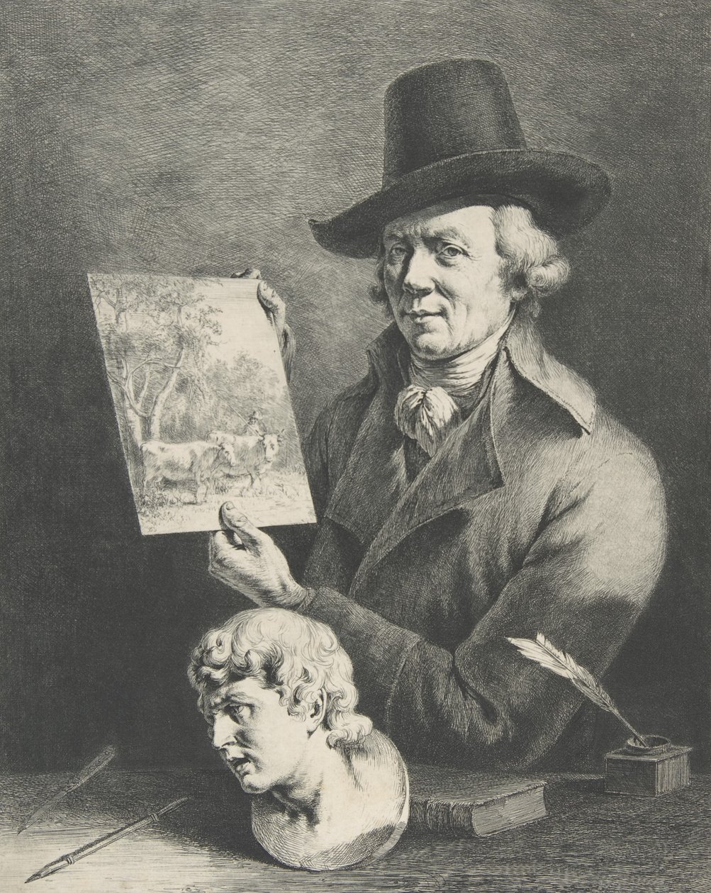 Selvportrett med kuer, 1796. av Jean Jacques de Boissieu