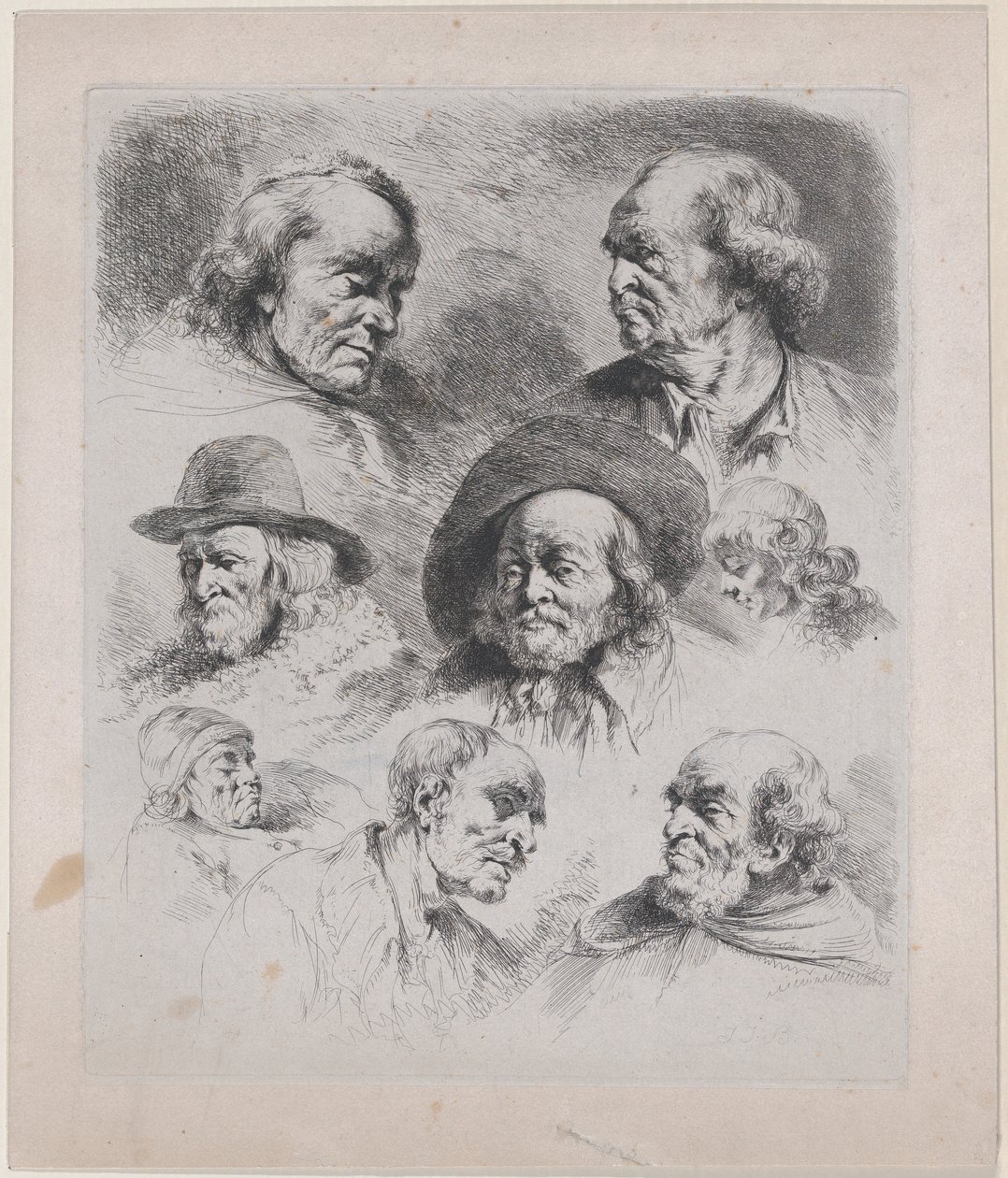 Studie av åtte hoder, 1795. av Jean Jacques de Boissieu