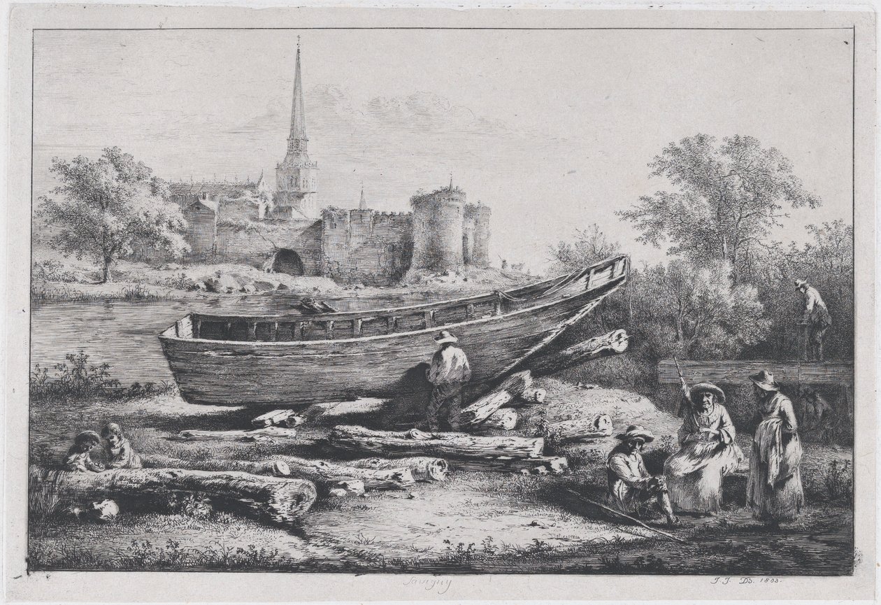 Byggeplassen, i Savigny, 1803. av Jean Jacques de Boissieu