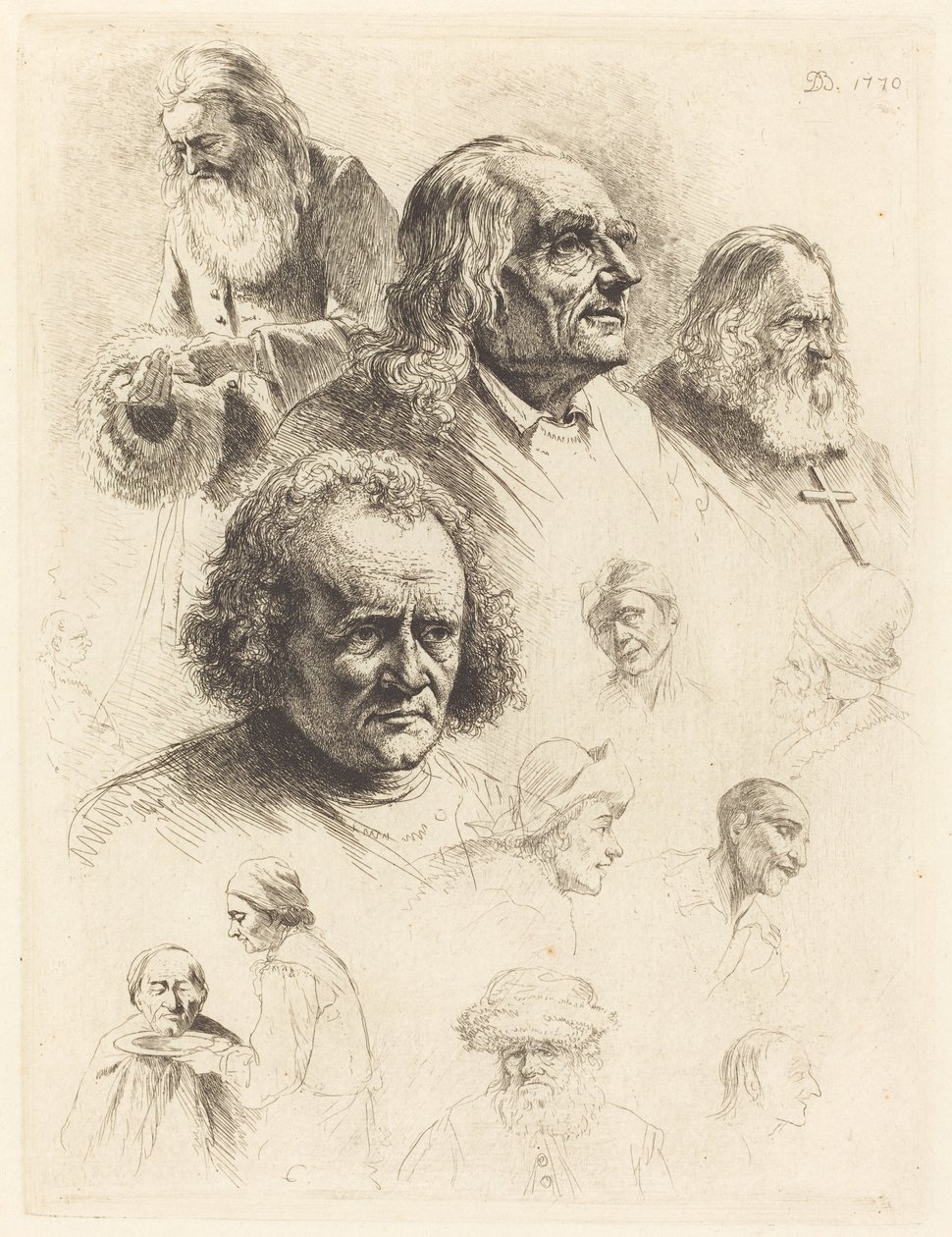 Tretten studier av hoder av Jean Jacques de Boissieu