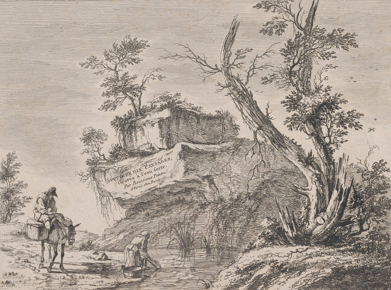 Tittelside til en serie med ti landskap, 1763. av Jean Jacques de Boissieu