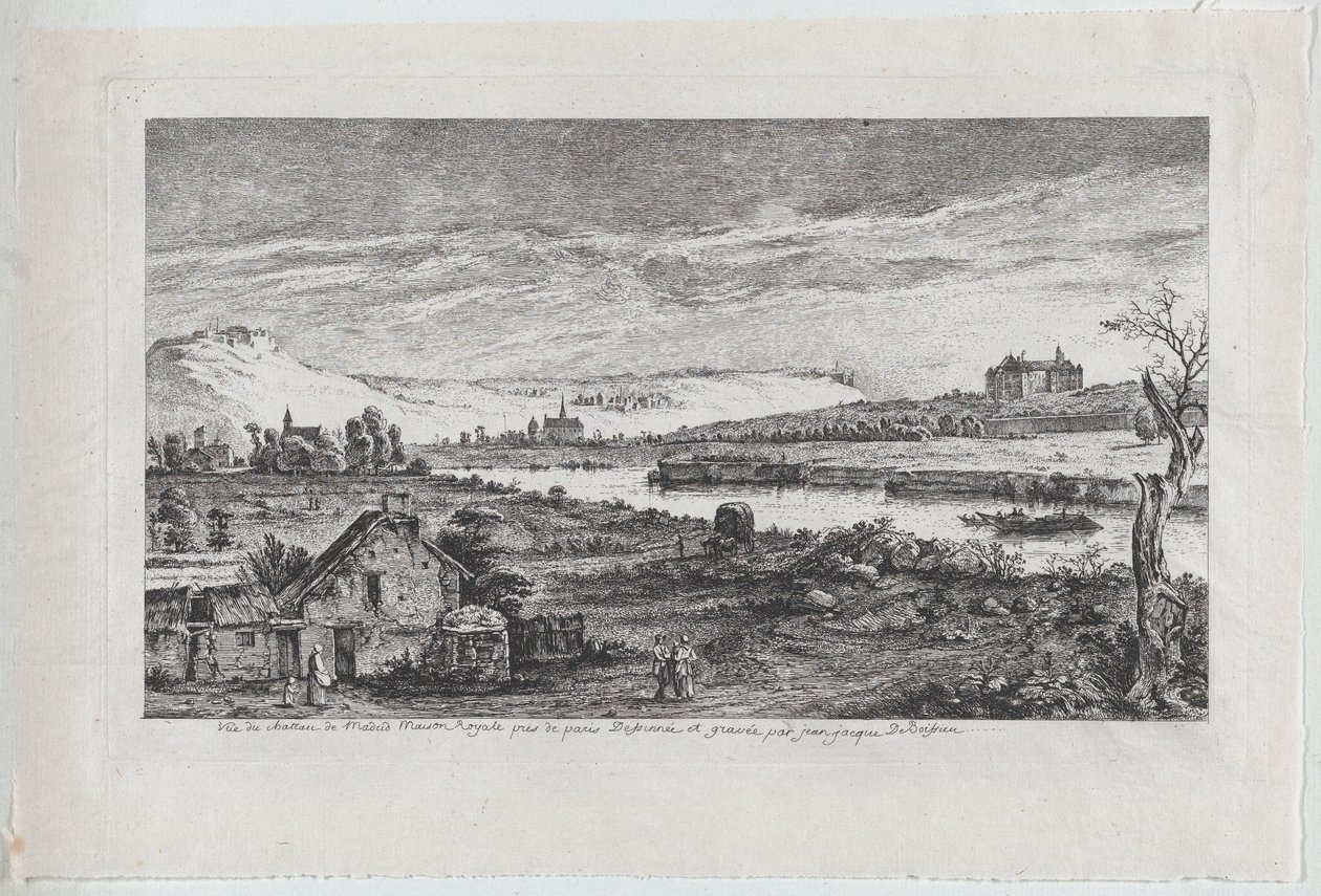Utsikt over Madrid-slottet, nær Paris, 1764. av Jean Jacques de Boissieu