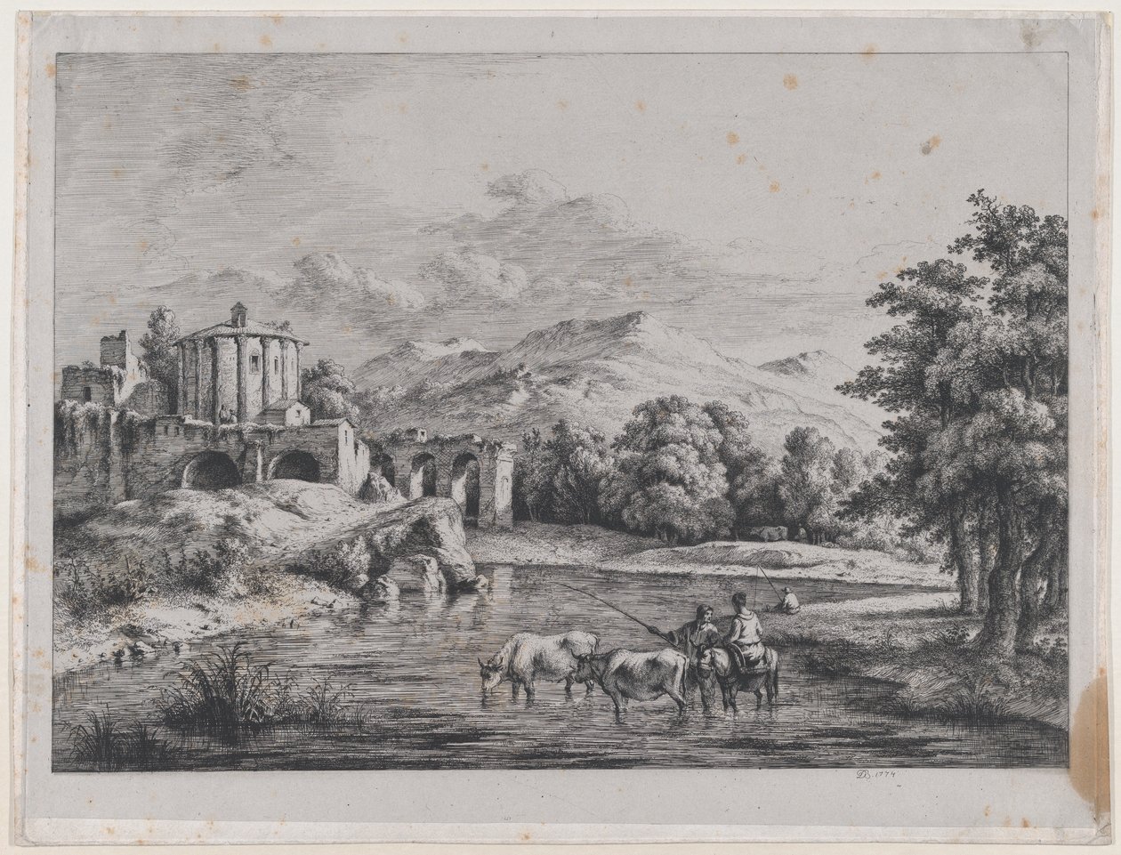 Utsikt over Vesta-tempelet, 1774. av Jean Jacques de Boissieu