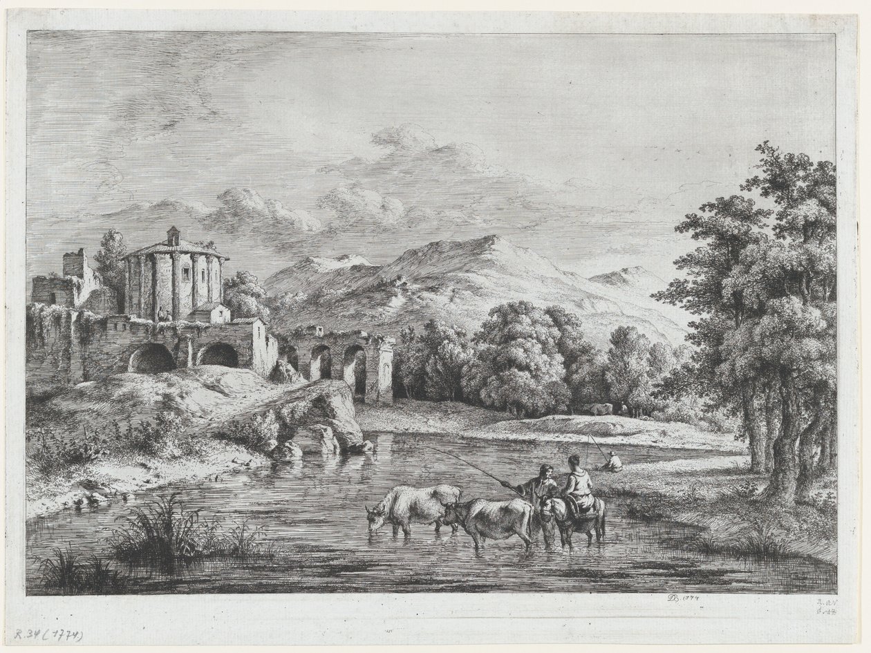 Utsikt over Vesta-tempelet, 1774. av Jean Jacques de Boissieu