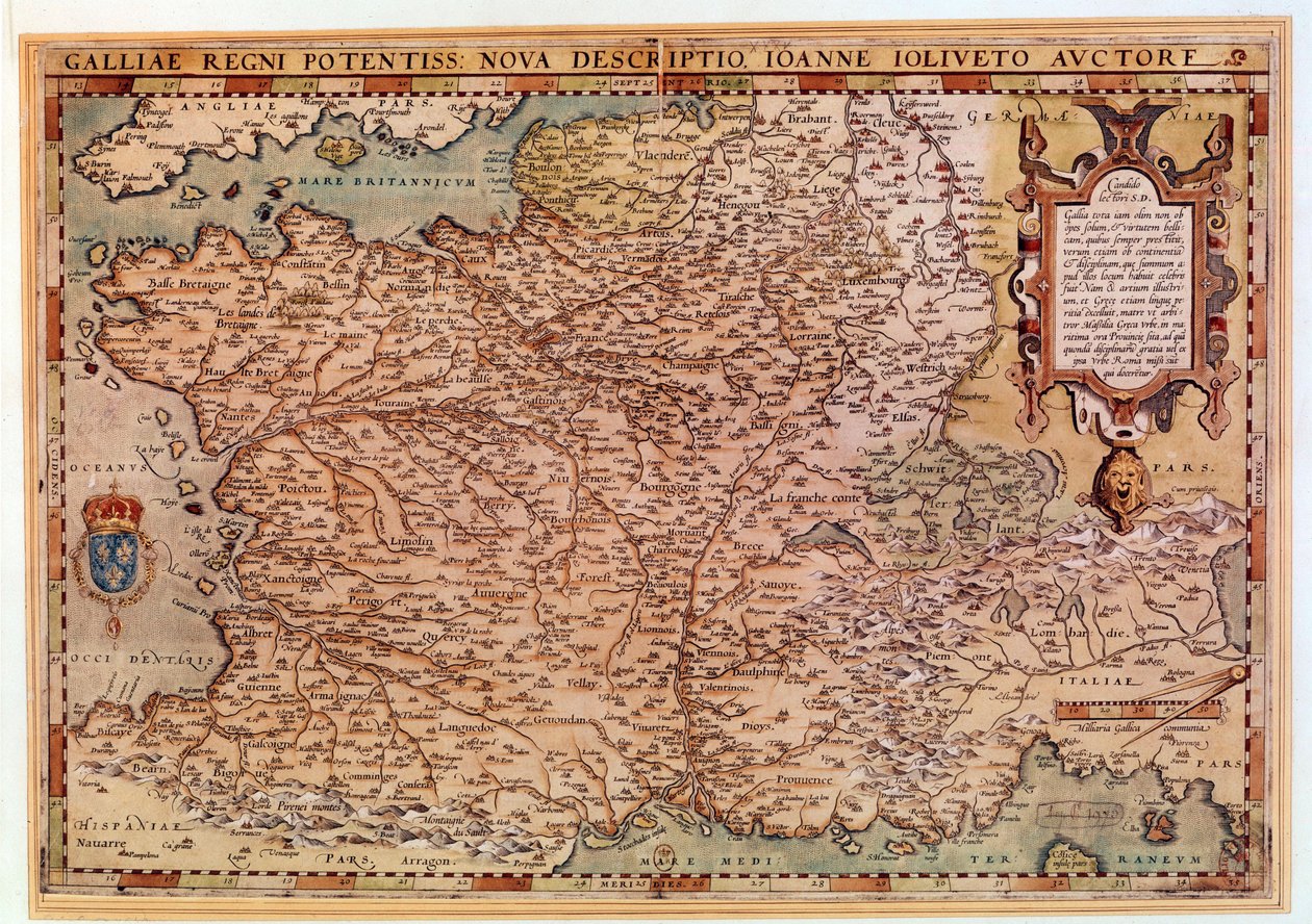 Geografisk kart over Frankrike av Jean Jolivet (1500-tallet) 1570 Paris, B.N. av Jean Jolivet