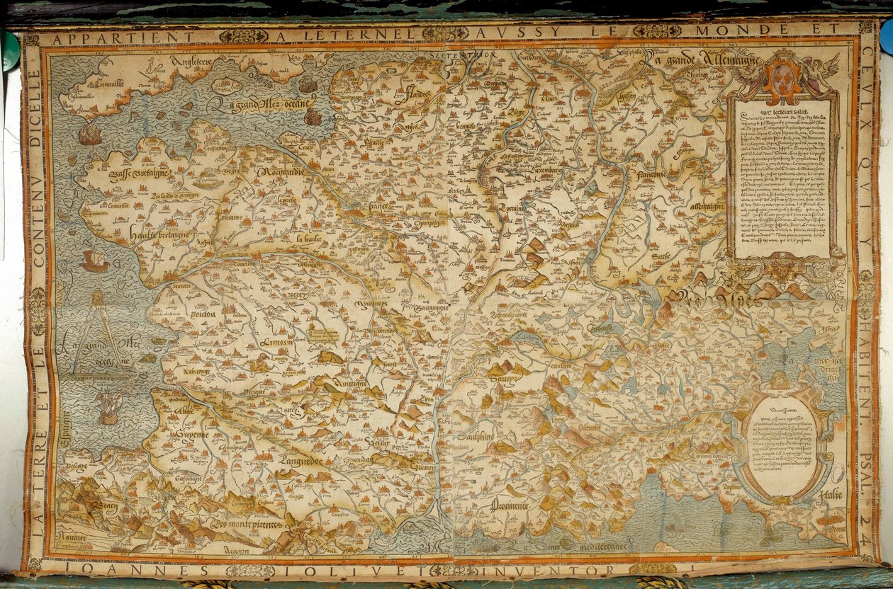 Geografisk kart over gallere som viser grensene til Tyskland og Italia. Realisert av kartograf Jean Jolivet (1500-tallet) av Jean Jolivet