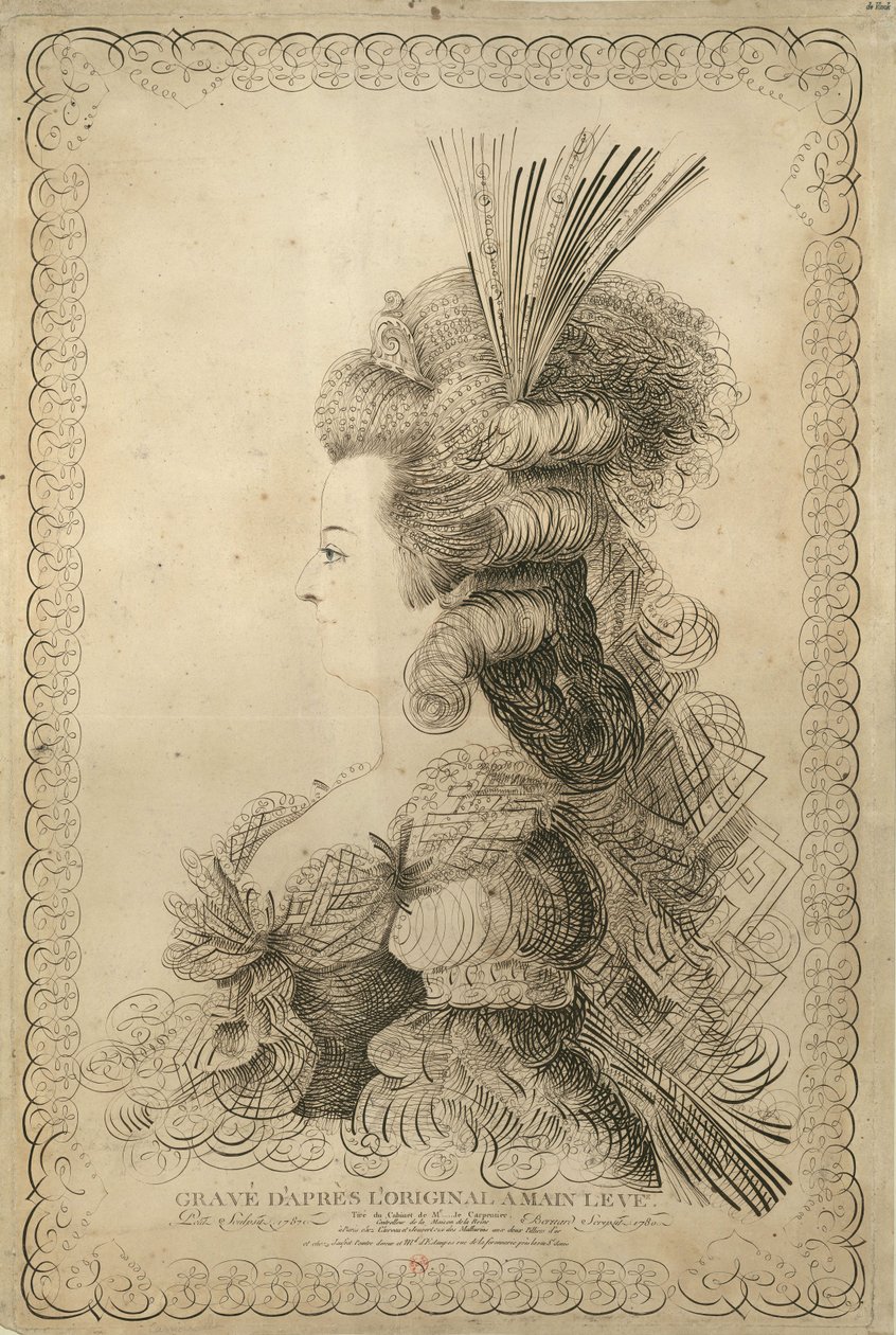 Portrett av Marie Antoinette 1755-1793, erkehertuginne av Østerrike og dronning..., 1787. av Jean Joseph Bernard