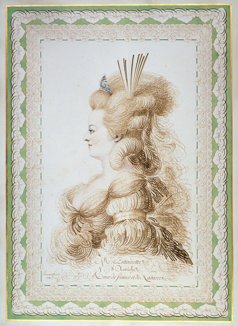 Portrett av Marie Antoinette 1755-1793, erkehertuginne av Østerrike og dronning av Frankrike..., 1780. av Jean Joseph Bernard