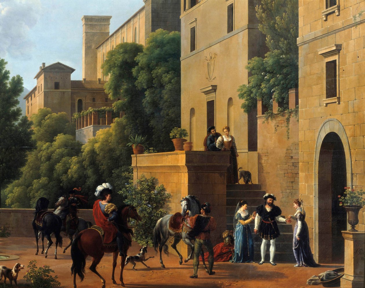 Bayard drar fra Brescia. I 1512 beleiret ridderen Pierre Teillard, herre av Bayard (1476-1524) byen Brescia under de italienske krigene. Maleri av Joseph Bidault (1758-1846) 1821 Valencia, Museum of Fine Arts av Jean Joseph Bidault