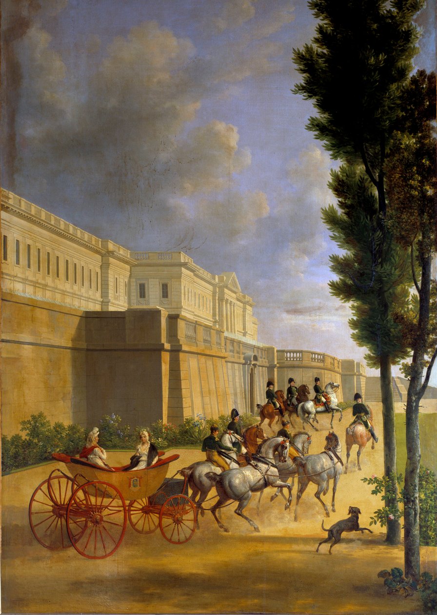 Avreise fra Napoleon (1769-1821) og Marie Louise (1791-1847) for jakt i Compiegne i 1811 Maleri av Joseph Bidault (1758-1846) 1811 Søn. 2,1x0,9 m Paris, Musee Marmottan av Jean Joseph Bidault