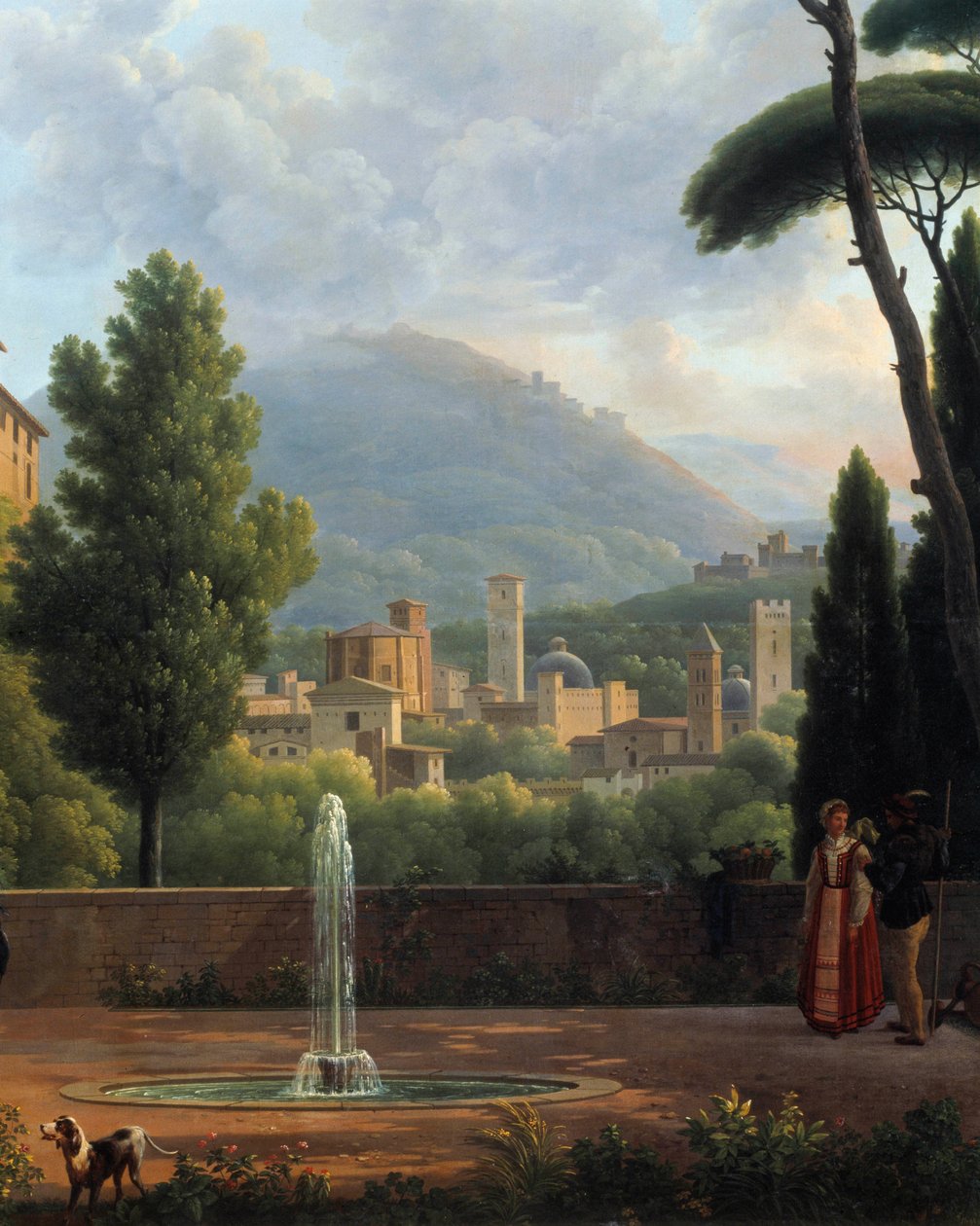 Landskapet har fontenedetaljen til et maleri av Joseph Bidault (1758-1846). 1821 Valencia. Museum of Fine Arts av Jean Joseph Bidault