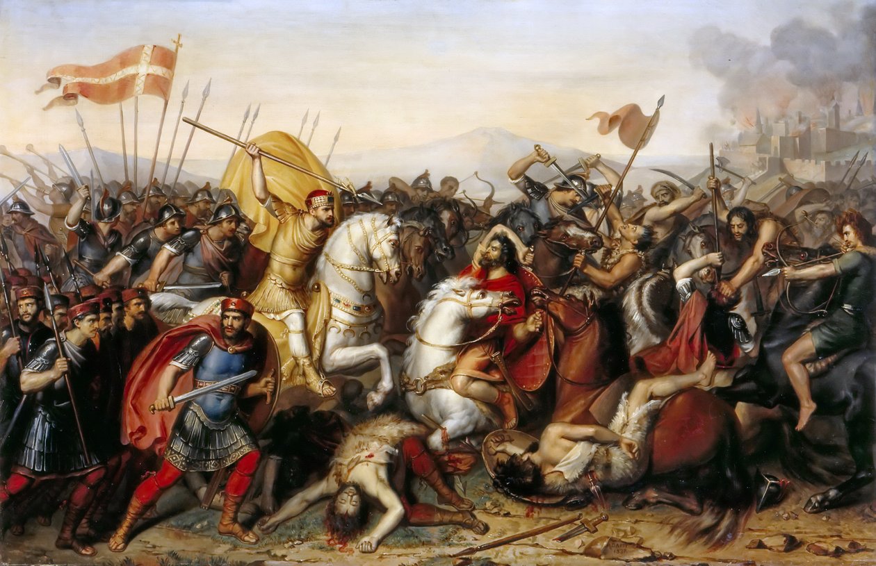 Slaget ved Saucourt-en-Vimeu 3. august 881 av Jean Joseph Dassy