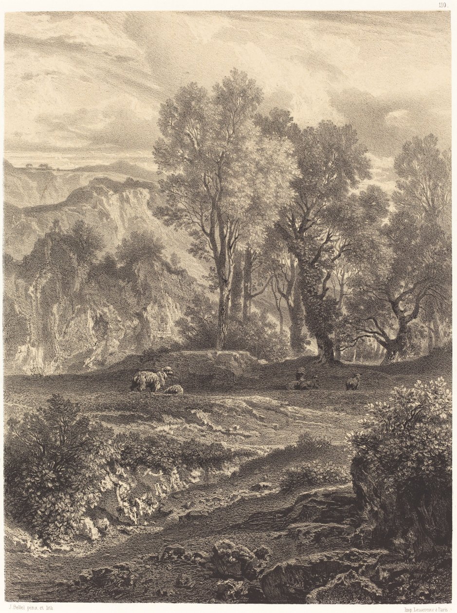 Landskap med sauer av Jean Joseph François Bellel