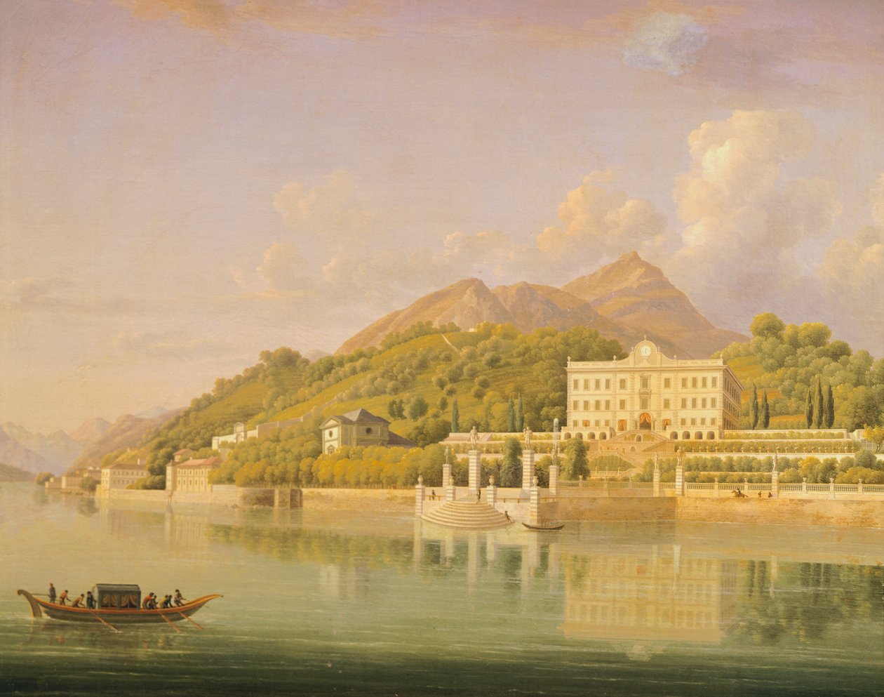 Villa Carlotta i Tremezzo ved Comosjøen, av Jean-Joseph-Xavier Bidauld (1758-1846), Italia av Jean Joseph Xavier Bidauld