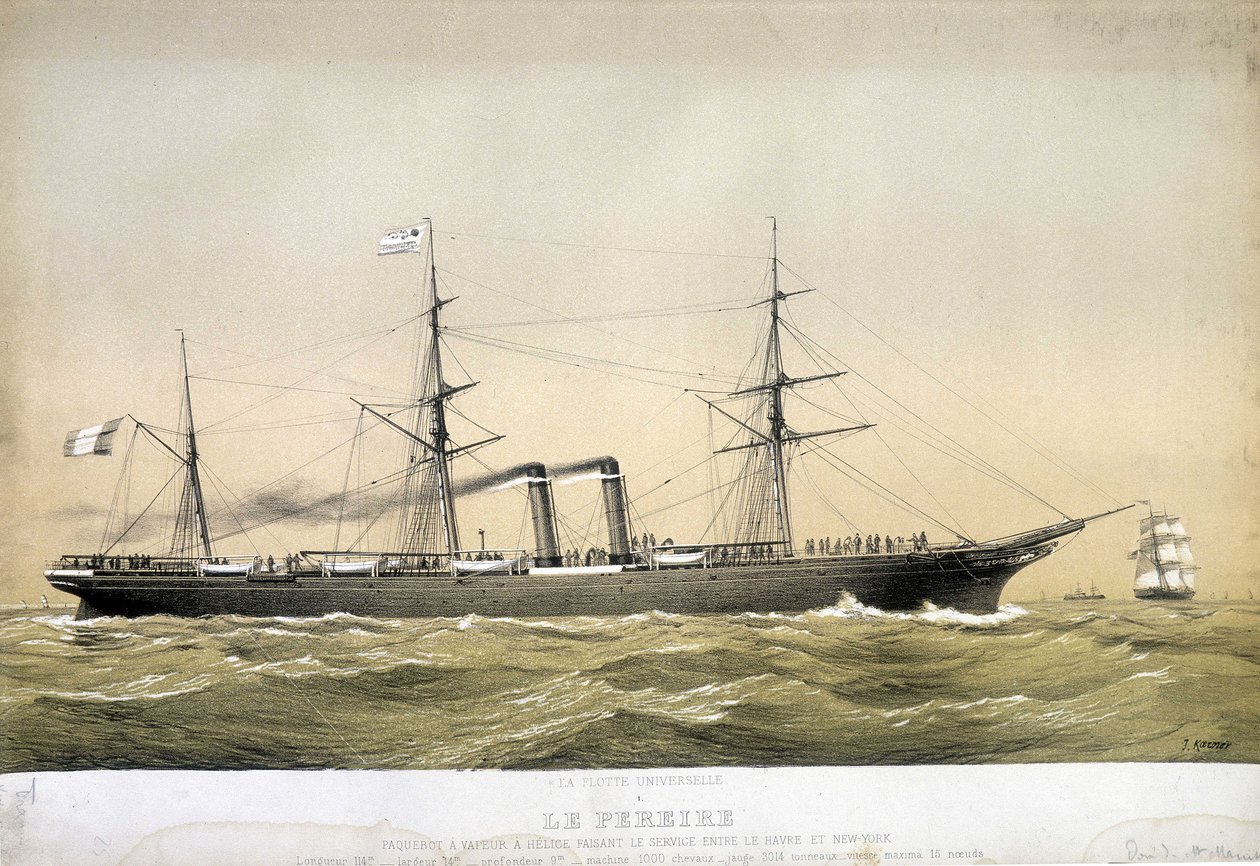 Pereire-fartøyet var dampskip og helikopter som tjenestegjorde mellom Le Havre og New York og 1868 mellom Brest og New York. «The Pereire» ble bygget i Glasgow i 1864. Den tilhører Compagnie Générale Transatlantique de Emile Pereire. av Jean Jules Koerner