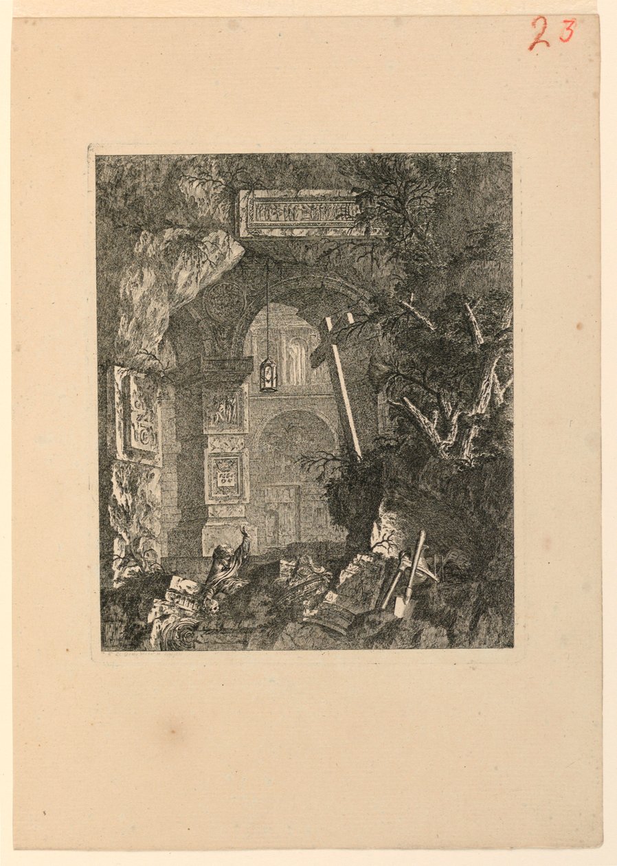Saint-Francois (?) i et landskap av ruiner av Jean Laurent Legeay