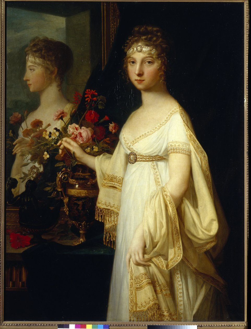 Portrett av keiserinne av Russland Elisabeth Alexeievna, prinsesse Louise Augusta av Baden (1779-1826) (keiserinne Elizabeth Alexeievna, prinsesse Louise av Baden - Maleri av Jean Laurent Monnier (1743/46-1808), olje på lerret (130,5x99 cm) av Jean Laurent Monnier
