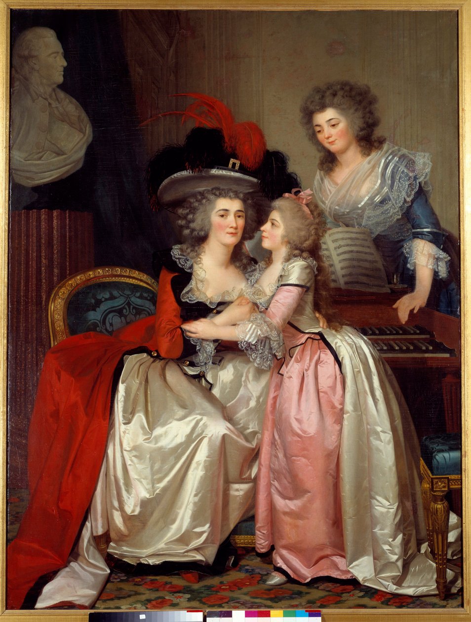 Familieportrett Familie av adelen, en mor, datter og neste. Maleri av Jean Laurent Mosnier (1743/4-1808) av Jean Laurent Mosnier