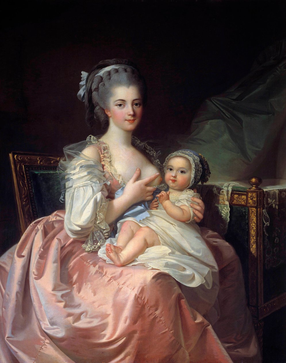 Mor som ammer sitt barn Maleri av Jean Laurent Mosnier (1743-1808) 1700-tallet. Macon, Museum of Fine Arts av Jean Laurent Mosnier