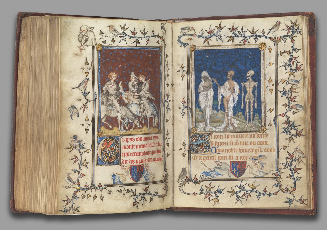 f.321v-322r fra bønneboken til Bonne av Luxembourg, hertuginne av Normandie, før 1349 (tempera, grisaille, blekk og gull på vellum) av Jean Le and workshop (attr. to) Noir