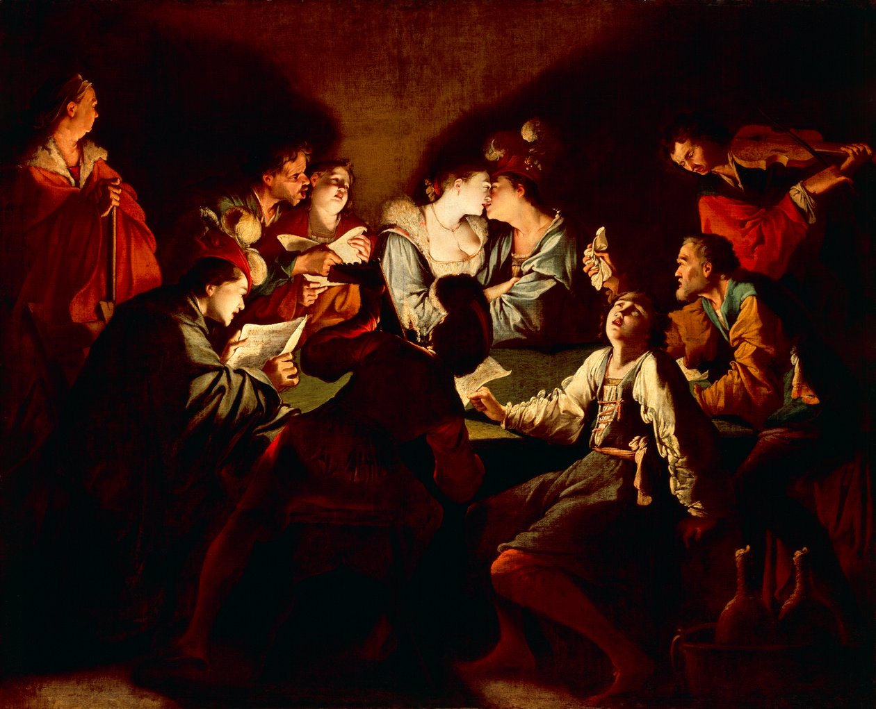 Nattkonsert, ca. 1621/2 (olje på lerret) av Jean Leclerc