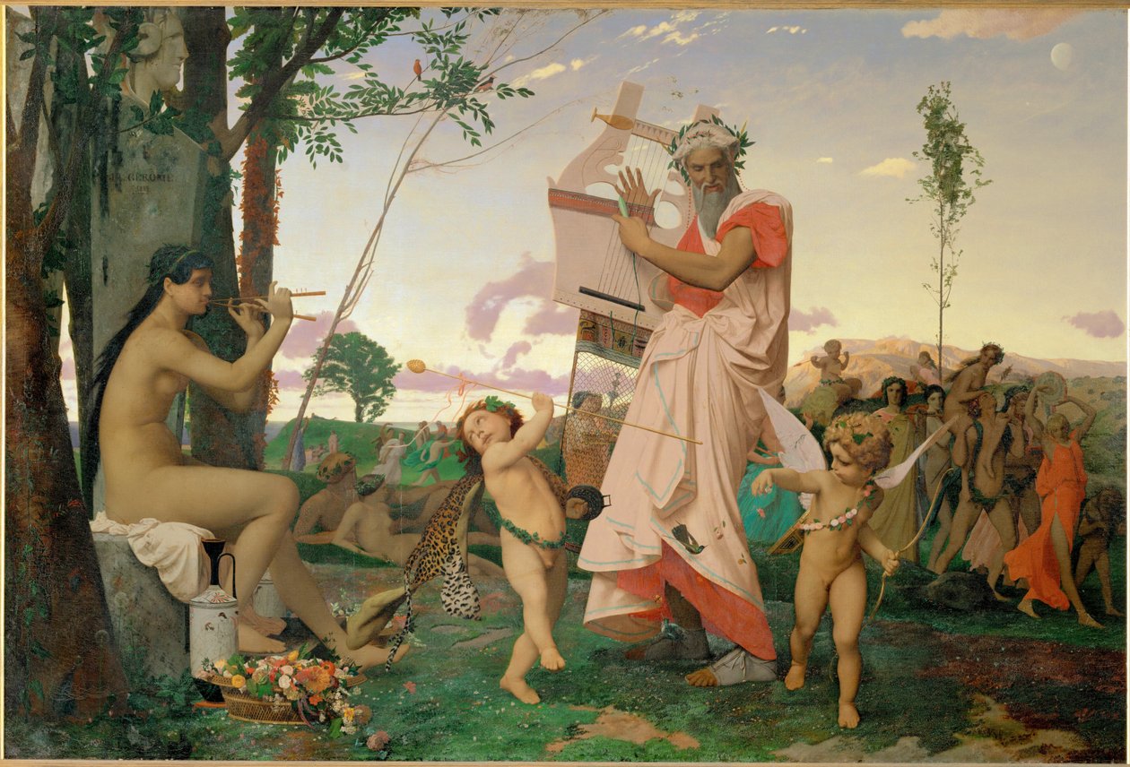 Anakreon, Bacchus og kjærlighet (maleri på lerret) av Jean Leon Gerome