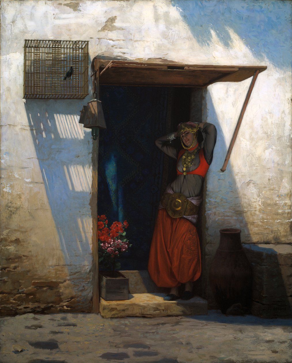 Kairo-kvinne ved dørstokken hennes av Jean Leon Gerome