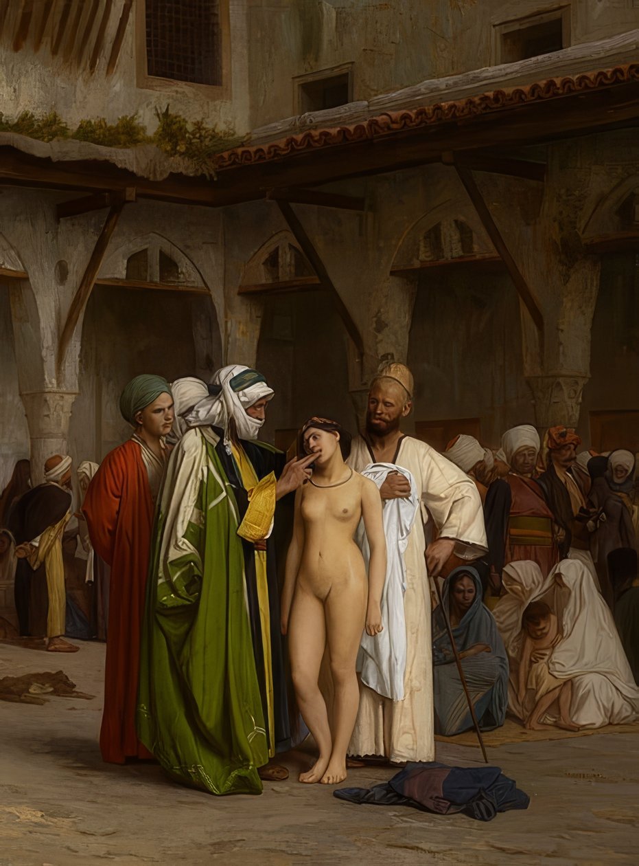 Slavemarkedet. Ca. 1867 av Jean Leon Gerome