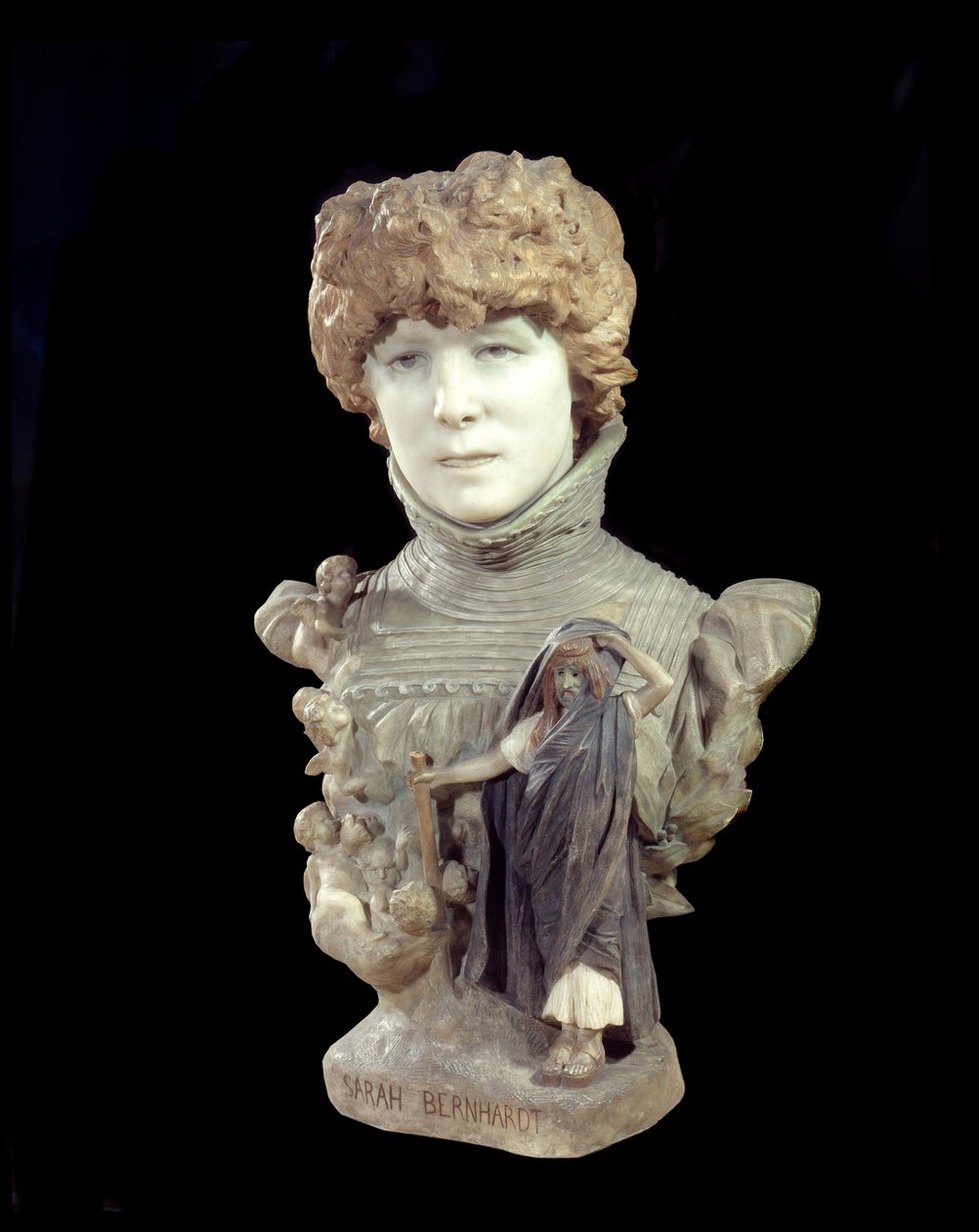 Marmorbyste av komiker Henriette Rosine Bernard kalt Sarah Bernhardt (1844-1923). Skulptur av Jean Leon (Jean-Leon) Gerome (1824-1904) 1895 rundt Paris, musee d