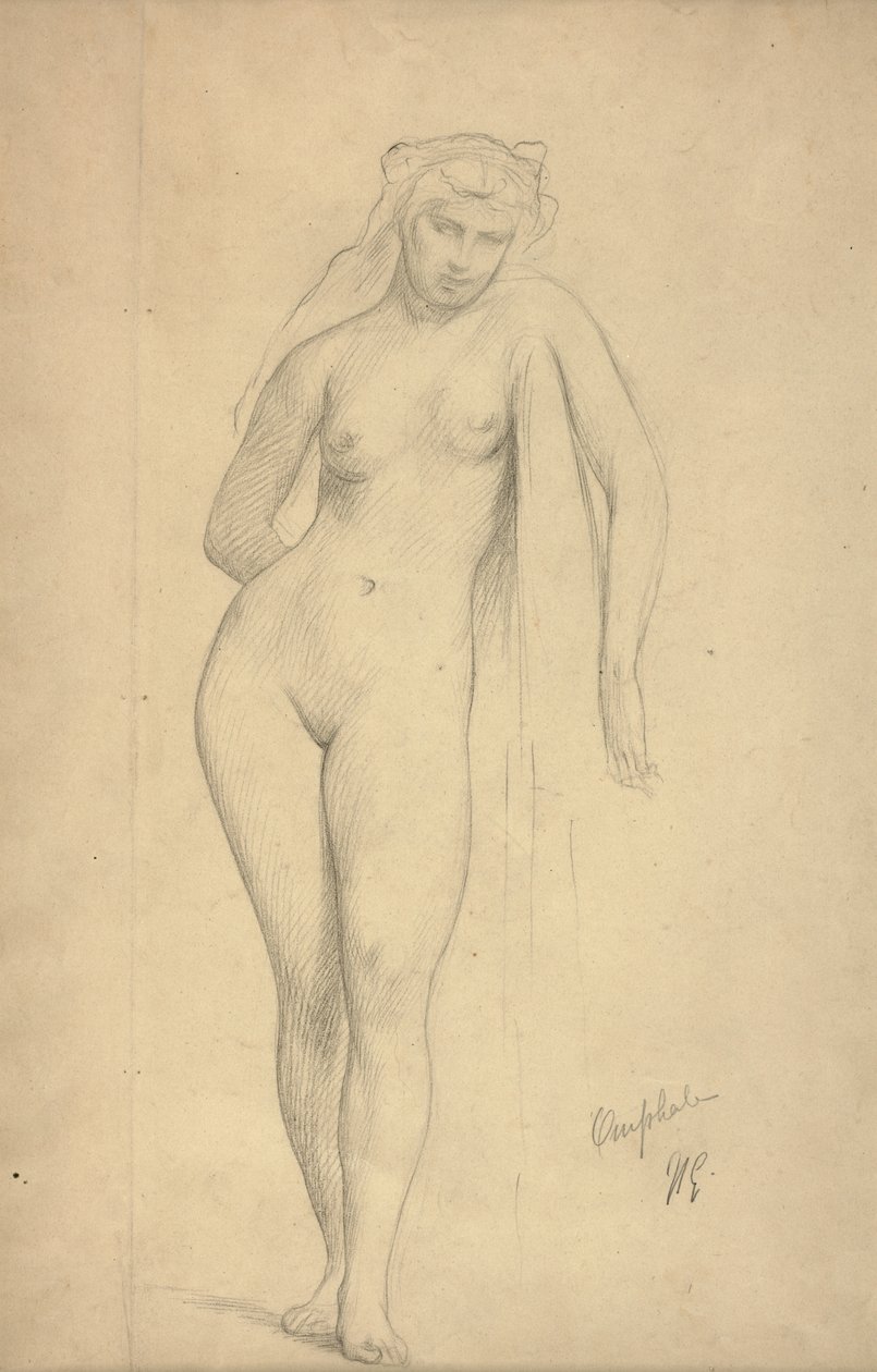 Omphale, ca. 1887 (grafitt på papir) av Jean Leon Gerome