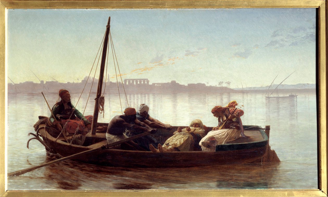 Fange En fange fraktes med båt av egyptiske sjømenn på Nilen. Maleri av Jean Leon Gerome (1824-1904) 1861 Søn. 0,45x0,78 m Nantes, Musee des Beaux Arts av Jean Leon Gerome