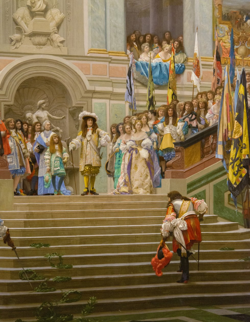 Mottak av Louis 2 de Bourbon Conde sa Grand Conde av kong Louis 14 a Versailles i 1674 av Jean Leon Gerome