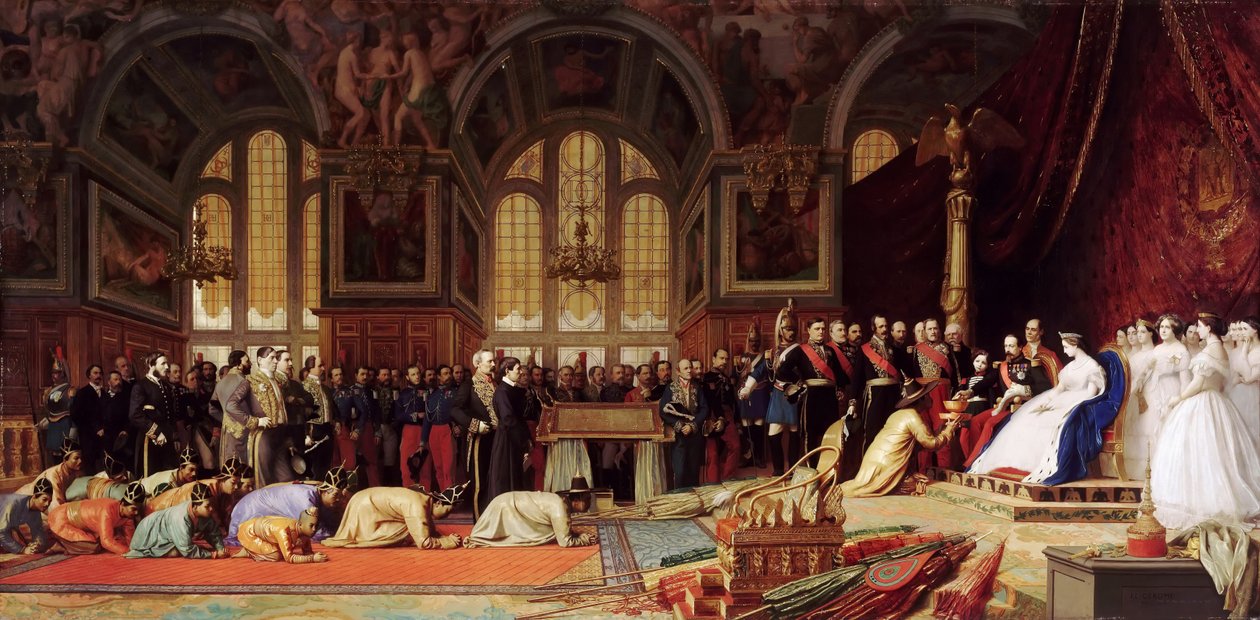 Mottakelse av Siams ambassadører av Napoleon III ved Palace of Fontainebleau 27. juni 1861 av Jean Leon Gerome